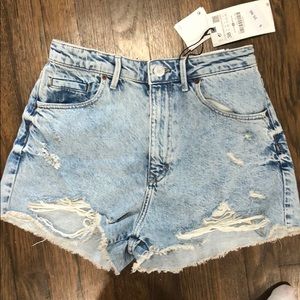 ZARA NEW high rise ripped distressed jean shorts